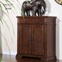 Drouot American retro wooden storage two-door shoe cabinet tulipwood solid wood hall porch cabinet modern minimalist shoe cabinet