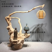 Natural tree root root art table lamp with shape root engraving floor lamp New Chinese style Japanese style tea room swing table Wood Pumpkin light