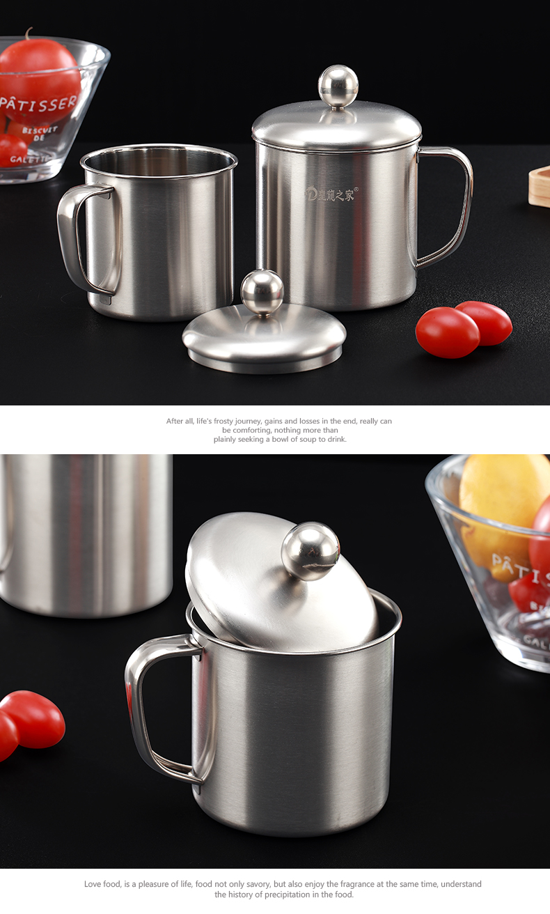 Cốc inox Đức Roydom304 trẻ em có nắp cốc có tay cầm cốc trà ăn sáng miệng cốc cốc sữa bình nước thể thao