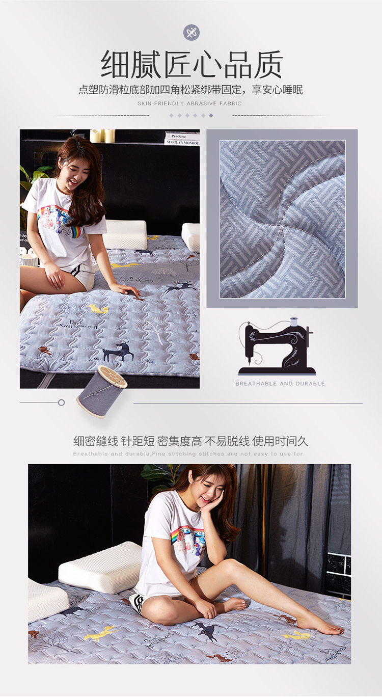Violet ký túc xá bông nệm trượt in mỏng phần 1.5 tatami nệm giường đơn 0.9m - Nệm giá đệm everon