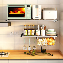 304 stainless steel kitchen wall rack pot storage microwave oven rack wall hanging seasoning rack cabinet utility rack