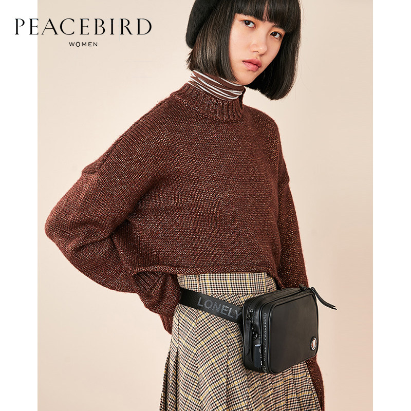PEACEBIRD 太平鸟 18年冬季新款 ins风 羊毛混纺 女式高领套头毛衣 淘抢购+天猫优惠券折后￥159包邮（￥199-40）