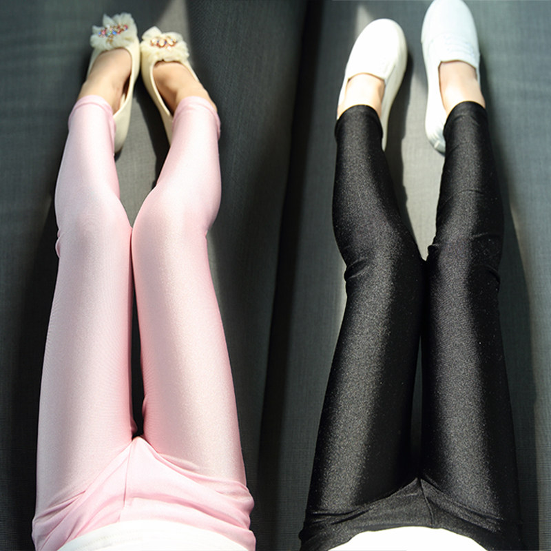 Girls leggings Baby spring and summer pants Big children's seven points nine points thin dance pants Children's glossy pants