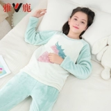 雅鹿 Фланелевая детская пижама, комплект, утепленная демисезонная форма, подходит для подростков