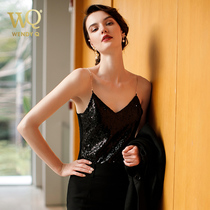 wq2020 summer new black suspender women wear sexy fashion sequin vest thin V-neck womens clothing