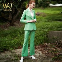 wq high-end professional suit womens fashion green suit pants 2020 autumn new business host suit formal