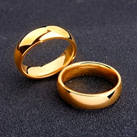 Chữ miễn phí! Titan thép của nam giới vòng mịn mạ 18 K gold ring Hàn Quốc phiên bản của các đơn giản chỉ số finger tail nhẫn jewelry nhẫn cưới kim cương