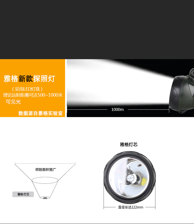 Yage LED sạc đèn pha xách tay đèn ngoài trời từ xa tuần tra đèn khẩn cấp chiếu sáng chống rơi bền các loại đèn pin siêu sáng