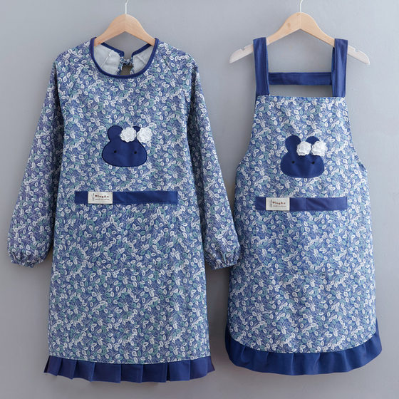 洋气防水长袖围裙家用厨房做饭罩衣大人围腰工作服