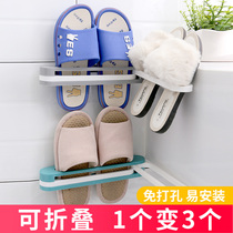 Bathroom trailer rack wall-mounted sports shoe rack-free toilet shoes storage striped womens coin love theft car