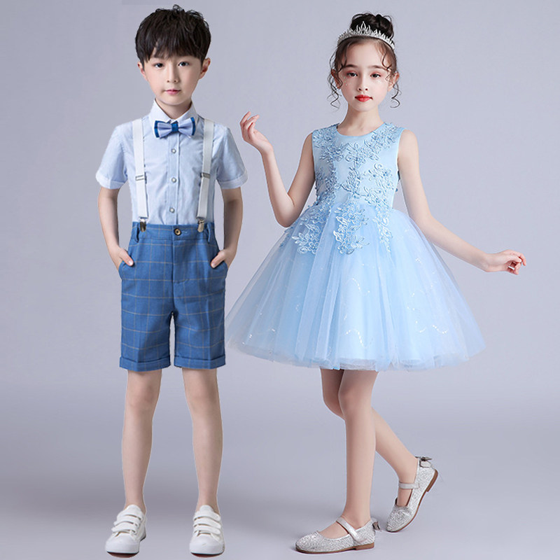 June 1 children's costumes girls chorus dress princess tutu skirt boys kindergarten host suit tide