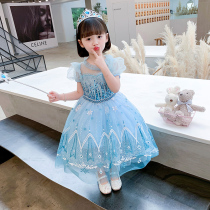 Girl Elsa Princess Dresses Spring New Love Salsa Dress Ice Chic Edge Children Elsa Birthday Gown Dress