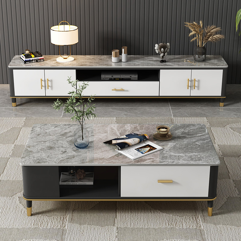 Slate coffee table light luxury modern Nordic marble small apartment living room simple multifunctional creative TV cabinet combination