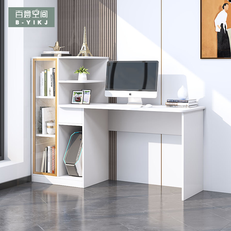 Nordic study desk bookshelf integrated light luxury modern corner computer desk small apartment study desk home desk