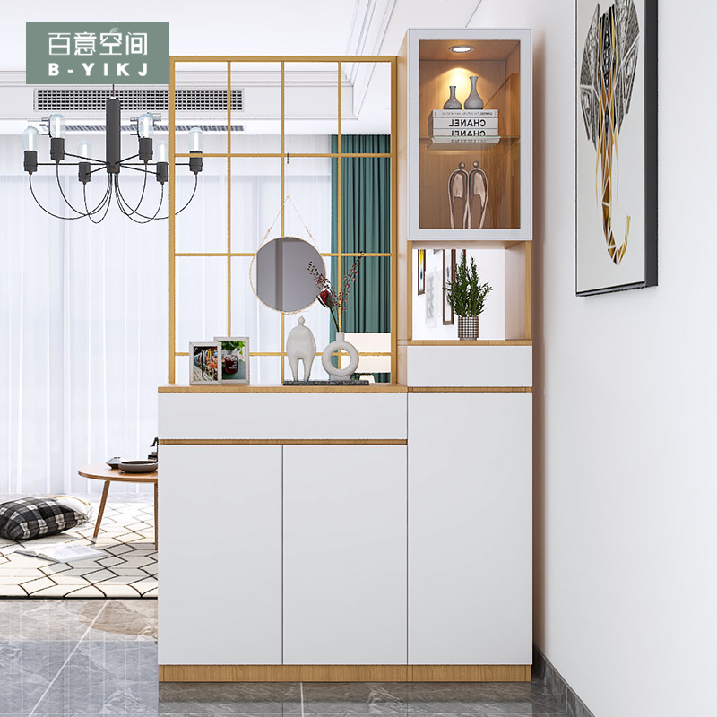 Nordic entry-home Xuan Guan Cabinet Footwear Cabinet Integrated Simple Living Room Screen Partition Cabinet Entrance Door Iron Art Shelf Storage Cabinet