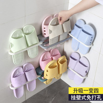 Toilet bathroom shoe rack non-perforated wall folding type simple shoe rack rear wall storage artifact