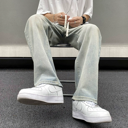 Летние джинсы, штаны для отдыха, 2025 года, свободный прямой крой, на шнурках, подходит для подростков