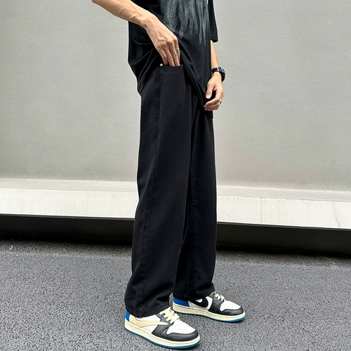 Летние черные джинсы, штаны для отдыха, свободный прямой крой, в американском стиле, по фигуре