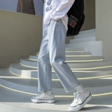 Демисезонные черные джинсы, приталенный комбинезон, мужские штаны, свободный прямой крой