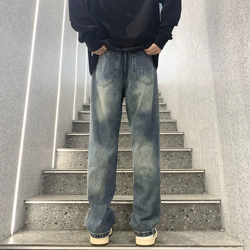 Тонкие летние джинсы, штаны, в американском стиле, свободный прямой крой