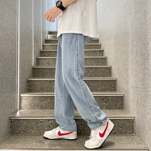 Светлые джинсы, летние штаны для отдыха, свободный прямой крой