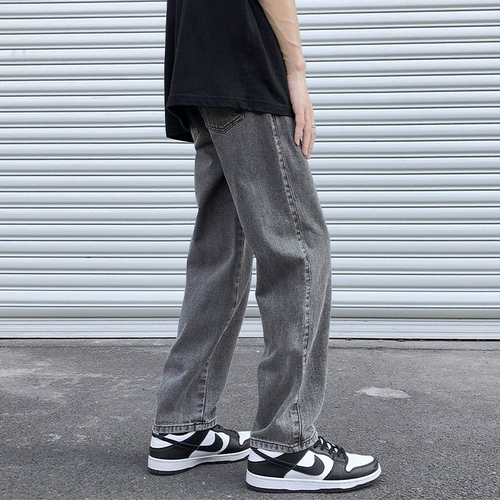 Джинсы, мужские штаны, летние повседневные брюки для отдыха, свободный прямой крой, в американском стиле