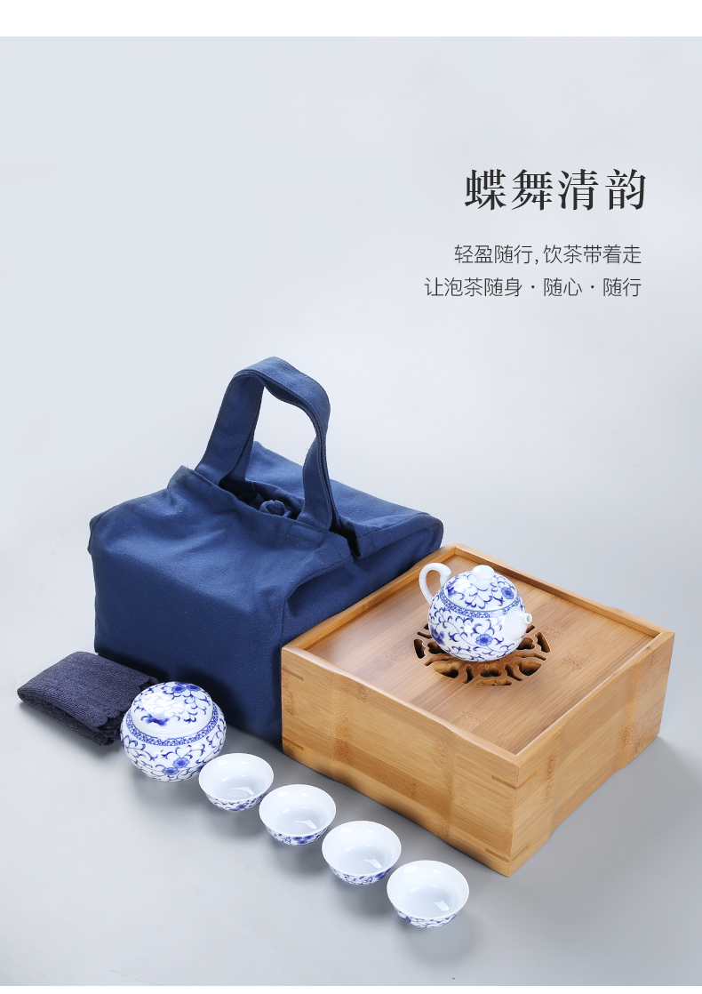 Three thousand tea ceramic teapot teacup suits for bamboo tea tray of a complete set of portable travel tea set of dry terms