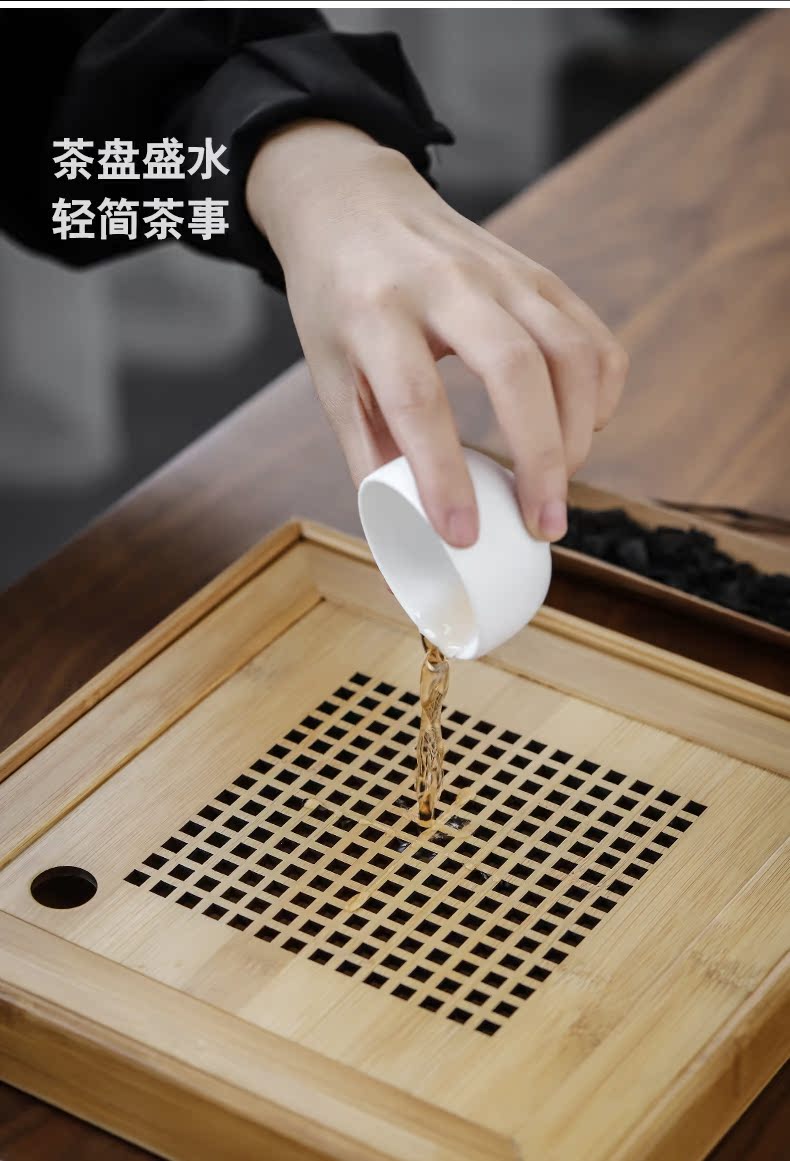 Three thousand tea bamboo tea tray household rectangle I and contracted small water bamboo kung fu tea tray tray