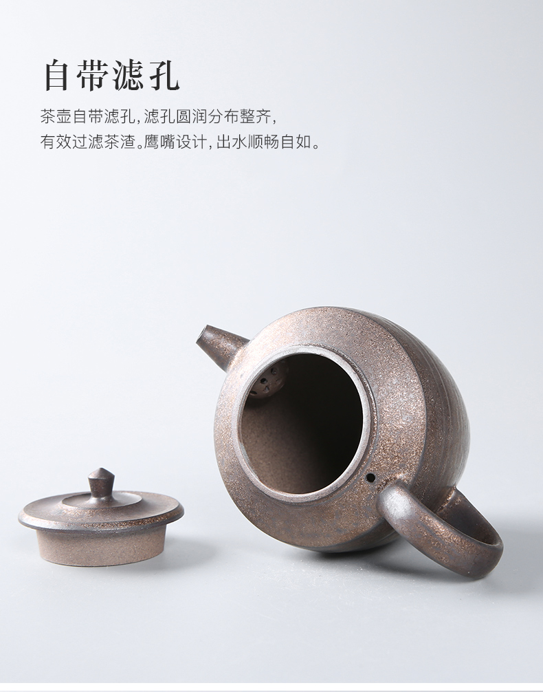 Three thousand coarse pottery small ceramic teapot tea village household single pot of Japanese tea, kung fu tea set side put the pot of restoring ancient ways