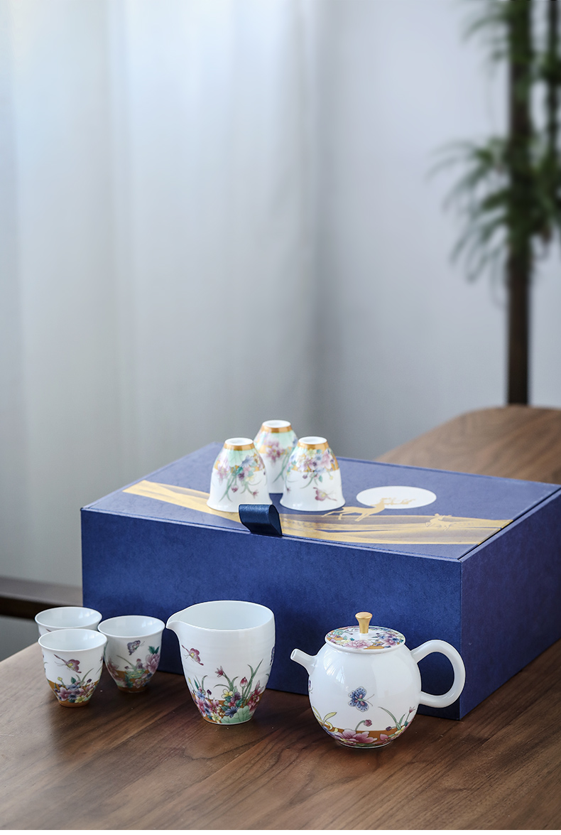 Three thousand ceramic kung fu tea set tea village home tea cups of a complete set of I and contracted tureen teapot gift box