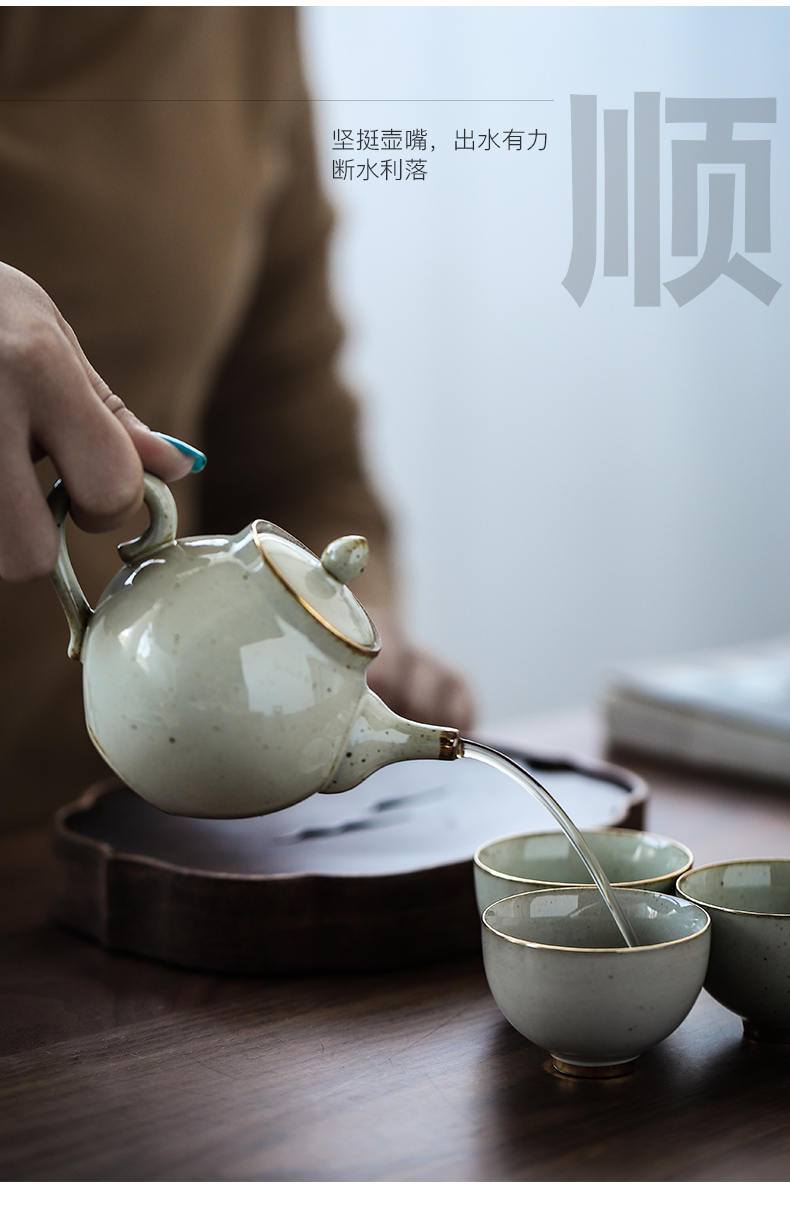 Three thousand creative girder pot of ceramic tea village home coarse pottery tea bowl of Japanese kung fu tea sets tea gifts