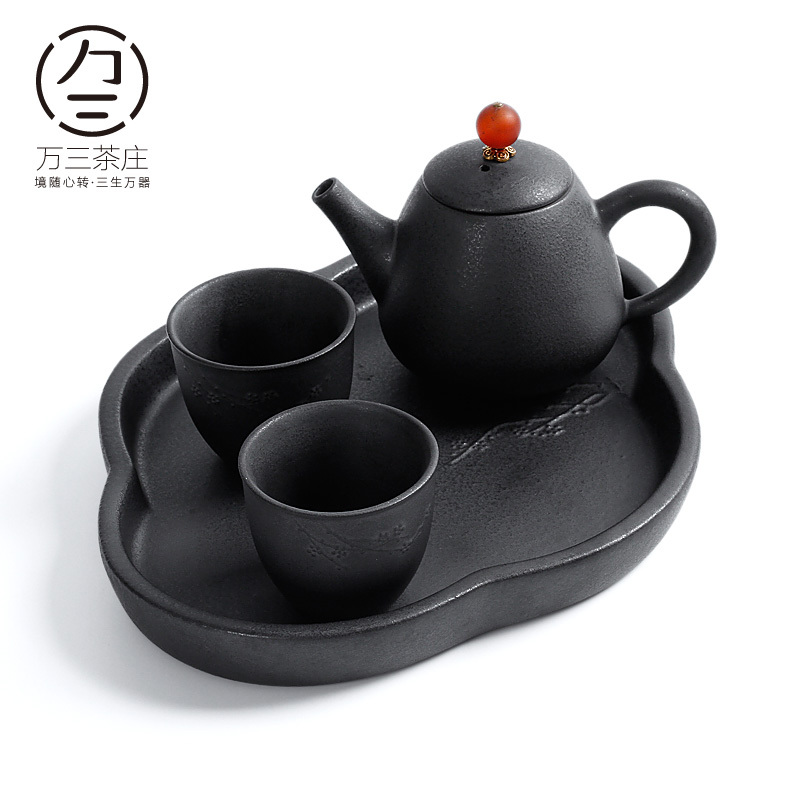 Three thousand Japanese kung fu tea set tea village home office cup teapot set of coarse pottery simple dry mercifully