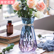 Transparent glass vase colored creative hipster vase flower arrangement hydroponic green rich bamboo Lily living room table