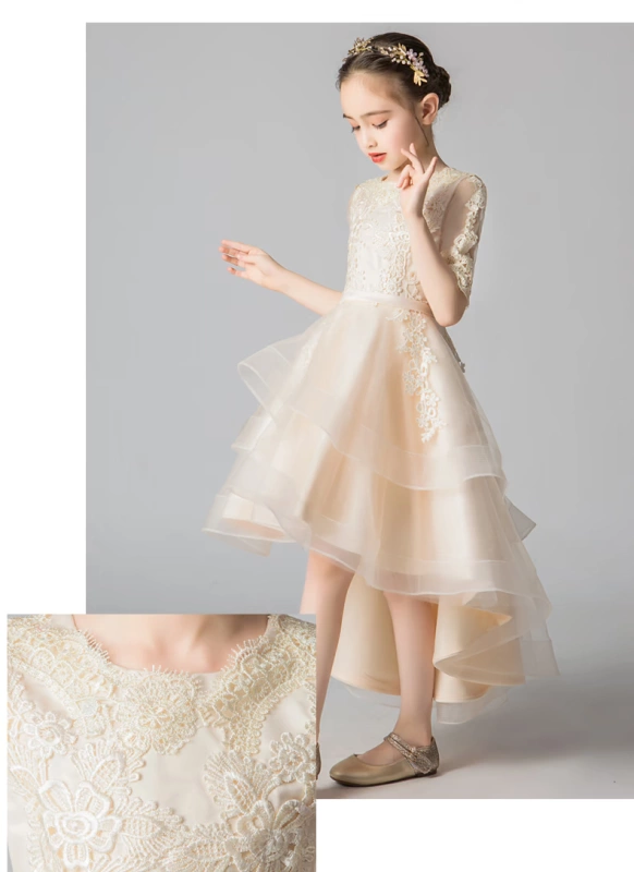 Trang phục dạ hội cho bé gái Váy công chúa Puffs Cô gái cực Tây Mô hình Catwalks Trailing Piano Hosts - Váy trẻ em váy cho bé