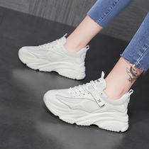 Thick Bottom Sneakers Women 2021 New Fall Genuine Leather Comfort 100 lap net Breathable Running Casual Old Daddy Shoes Woman