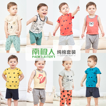 Antarctic children short sleeve set female baby cotton baby clothes 1 foreign boy summer clothes 2021 New 3 years old