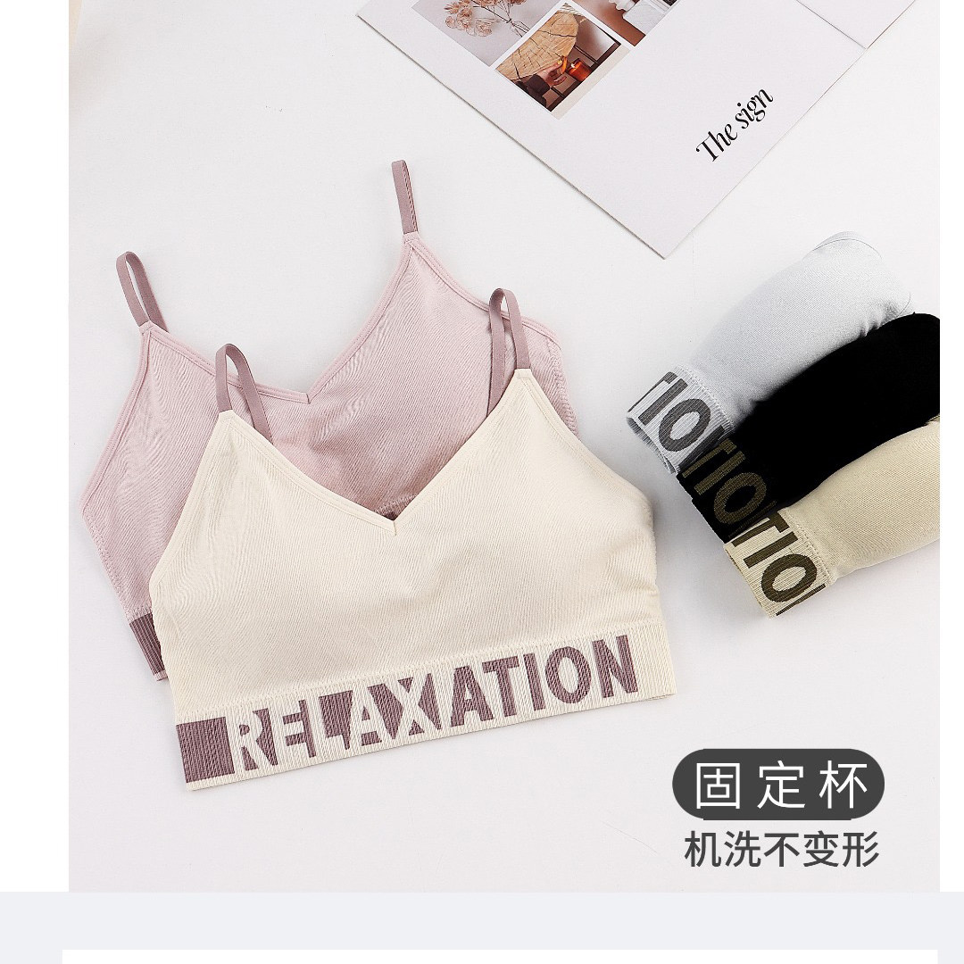 Cool color women's underwear sports beautiful back bra vest fixed cup anti-light thin shoulder strap female student sling 9108