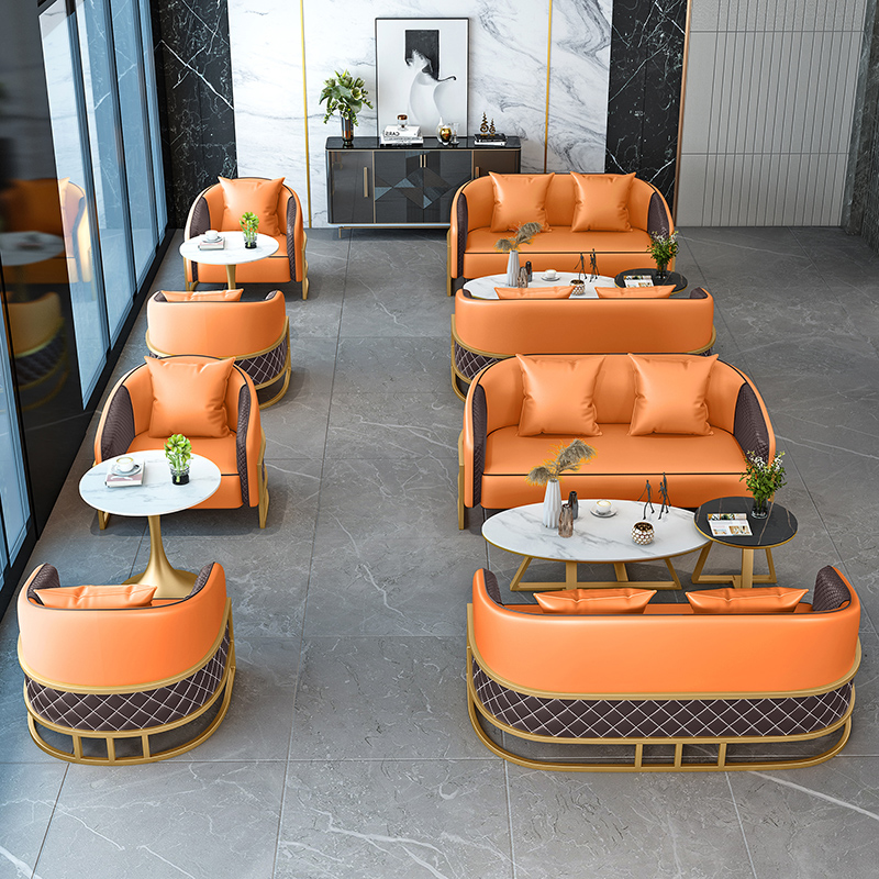 Sales Office Negotiation Table and Chair Combination Nordic Leisure Round Table Hotel Beauty Salon Card Seat Business Reception Sofa