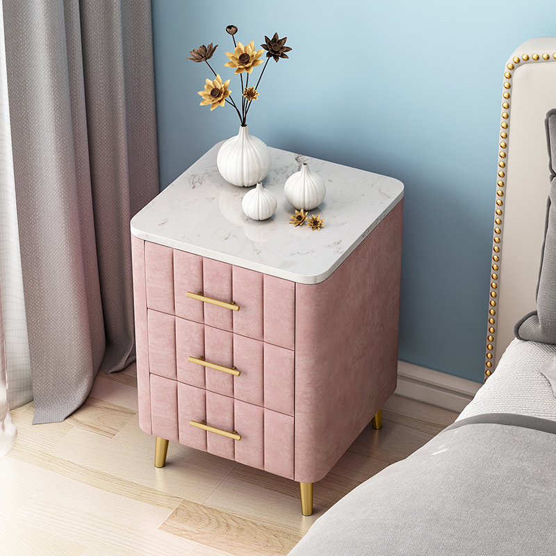 Nordic marble bedside table simple light luxury storage cabinet modern bedroom net red ins bedside small locker