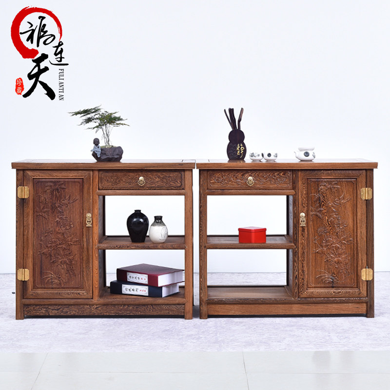 Fuliantian Chinese antique mahogany dining cabinet chicken wing wood tea cabinet solid wood furniture side cabinet storage cabinet? With car