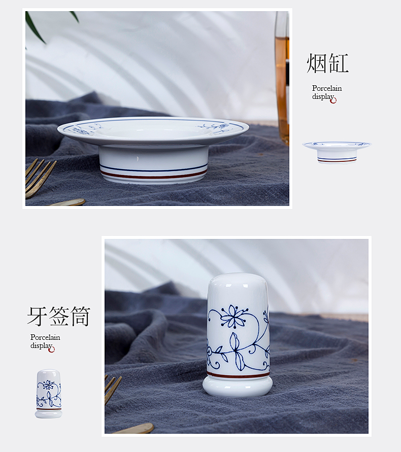 The porcelain red blue and white porcelain bowls suit Chinese jingdezhen glair tableware bowls plates suit household composition