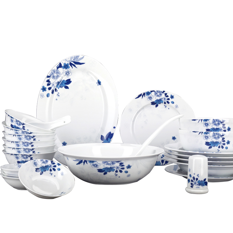 Red leaves jingdezhen ceramic tableware suit household dish dish suits for glair of blue and white porcelain head LanXin 28