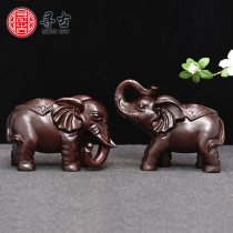 Looking for ancient ebony wood carving Elephant Ornaments a pair of solid wood animal living room wine cabinet decorations Mahogany Craft Gifts