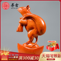 Looking for ancient flower pear wood carving mouse ornaments solid wood carving twelve Zodiac mouse home decoration Crafts gift gifts