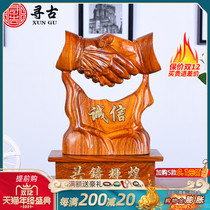 Looking for ancient Huanghua pear wood carving integrity and casting brilliant ornaments mahogany carving home crafts business gift gifts