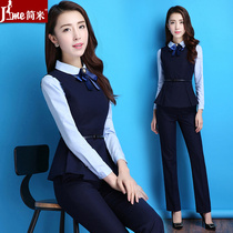 Stewardess uniform professional dress women suit 2021 suit dress dress temperament interview overalls vest three-piece set