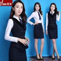 Autumn and winter professional dress womens suit vest long sleeve suit interview formal dress slim temperament stewardess dress work clothes