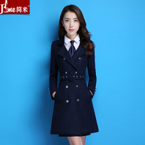 Autumn and winter new professional wear womens suits Korean suit overwork clothes thickened woolen slim long woolen dress dress