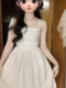 Gentle style white tube top suspender dress for women summer 2025 new style waist slimming long skirt with niche design