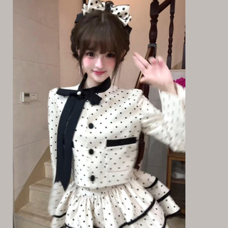 Winter Women's Fashion Elegant Polka Dot Dress, Summer 2026 New French Style Elegant Puffy Princess Dress Set